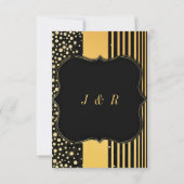 Gold Frame Black Modern Wedding Einladungskarte Einladung (Rückseite)