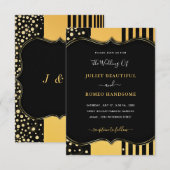 Gold Frame Black Modern Wedding Einladungskarte Einladung (Vorne/Hinten)