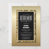 Gold Frame Black Retirement Party Einladung (Vorderseite)