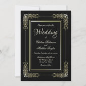 Gold Frame Black Wedding Einladung (Vorderseite)