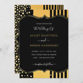 Gold Frame Black Wedding Einladungskarte