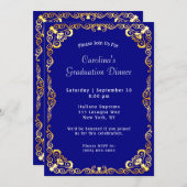 Gold Frame Blue Abschluss Einladung (Vorne/Hinten)