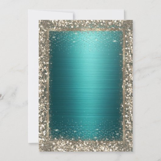 Gold Frame Border Green Metallic Retirement Einladung (Rückseite)