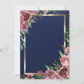 Gold Frame Burgund Rose Navy Blue Retirement Einladung (Rückseite)