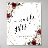 Gold Frame Burgundy Blumenkarten und Geschenkzeich Poster (Vorne)