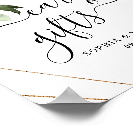 Gold Frame Burgundy Blumenkarten und Geschenkzeich Poster (Ecke)