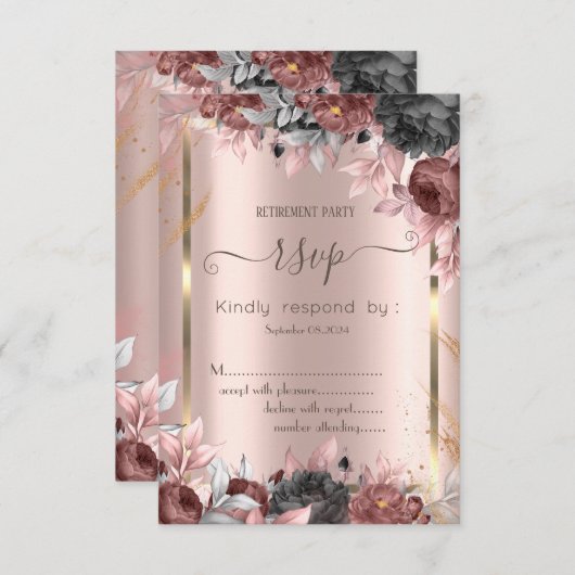 Gold Frame Chic Rose 16 UAWG Einladung (Vorne/Hinten)