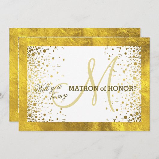 Gold Frame Confetti werden Sie meine Ehrenmatrone  Einladung (Vorne/Hinten)