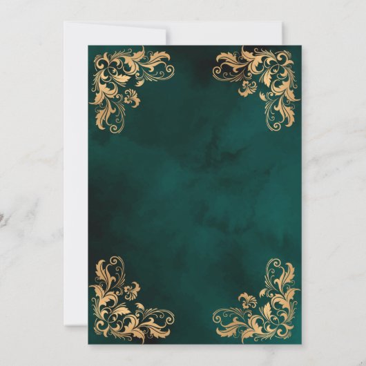 Gold Frame Dark Green Islamic Aqiqa Aqeeqa Baby Einladung (Rückseite)