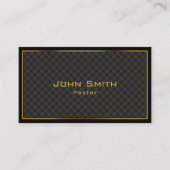 Gold Frame Diamond Grids Pastor Business Card Visitenkarte (Vorderseite)