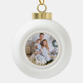 Gold Frame Familie Foto Weihnachtsschmuck Keramik Kugel-Ornament
