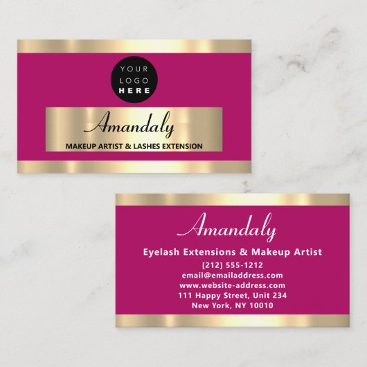Gold Frame Fashion Beautique Shop Pink VIP Visitenkarte (Vorne/Hinten)