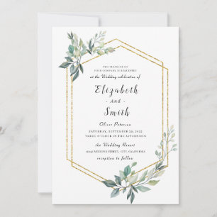 Gold Frame Flyer Rustikale Foliage Hochzeit Einladung