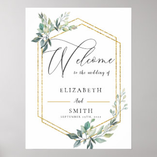 Gold Frame Flyer Rustikale Foliage Hochzeit Poster
