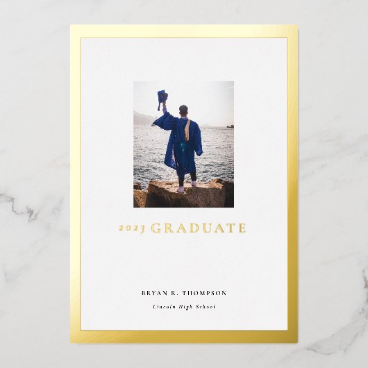 Gold Frame Foto Abschluss Announccard Folieneinladung (Vorderseite)