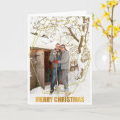 Gold Frame Frohe Weihnachten Personalisiertes Foto Karte (Gelbe Blume)