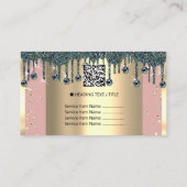 Gold Frame Glitzer Confetti Rose Aquamarine Tropfe Visitenkarte (Rückseite)