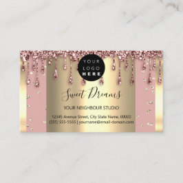 Gold Frame Glitzer Confetti Rose Pulver Tropfen Visitenkarte