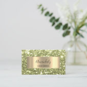 Gold Frame Glitzer QRCode Logo Fresh Mint Green B Visitenkarte (Stehend Vorderseite)