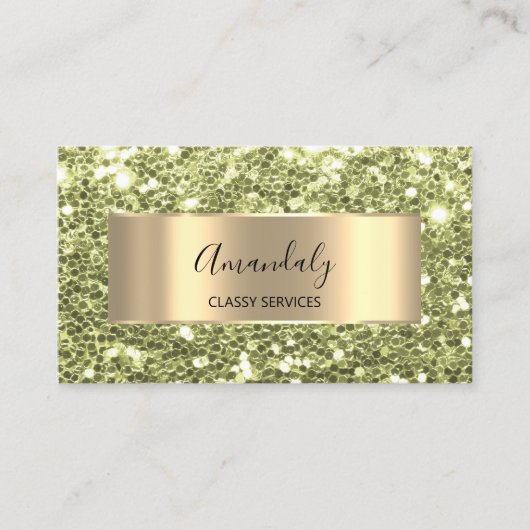 Gold Frame Glitzer QRCode Logo Fresh Mint Green B Visitenkarte (Vorderseite)
