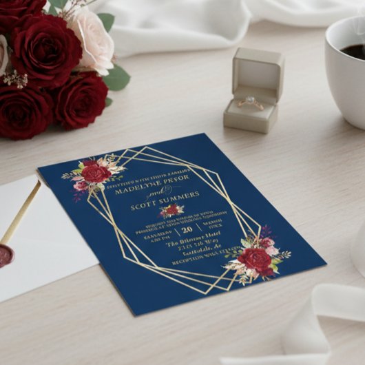 Gold Frame Gold Hochzeitsbudget der Marine Burgund Flyer