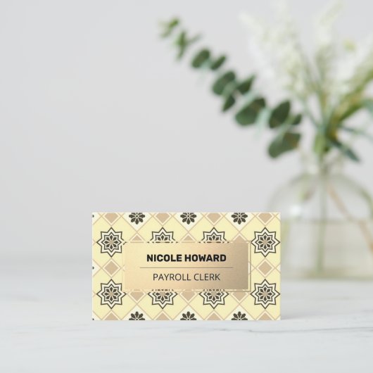 Gold Frame | Gold Tile Pattern Visitenkarte (Stehend Vorderseite)