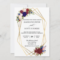 Gold Frame Gold Wedding Navy Burgundy