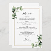 Gold Frame Greenery Elegante Wedding Menu Card Menükarte (Vorne/Hinten)
