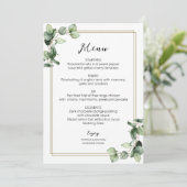 Gold Frame Greenery Elegante Wedding Menu Card Menükarte (Stehend Vorderseite)