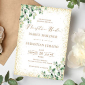 Gold Frame Greenery Nuestra Boda Spanish Wedding Einladung