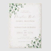 Gold Frame Greenery Nuestra Boda Spanish Wedding Pergament Einladungen (Vorderseite)