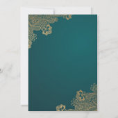 Gold Frame Lace Green Islamic Aqiqa Aqeeqa Baby Einladung (Rückseite)