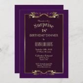 Gold Frame Lila Überraschung 18. Geburtstag Abende Einladung (Vorne/Hinten)
