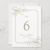 Gold Frame Luxury Classic Wedding Tischnummern (Vorderseite)