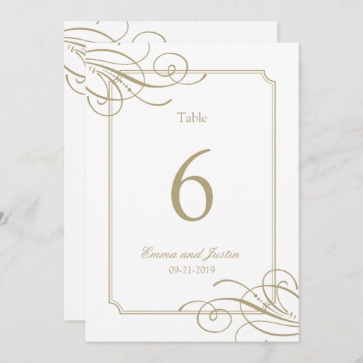 Gold Frame Luxury Classic Wedding Tischnummern (Vorne/Hinten)