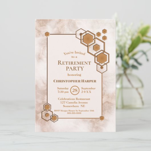 Gold-Frame-Marmor-Party Einladung (Stehend Vorderseite)