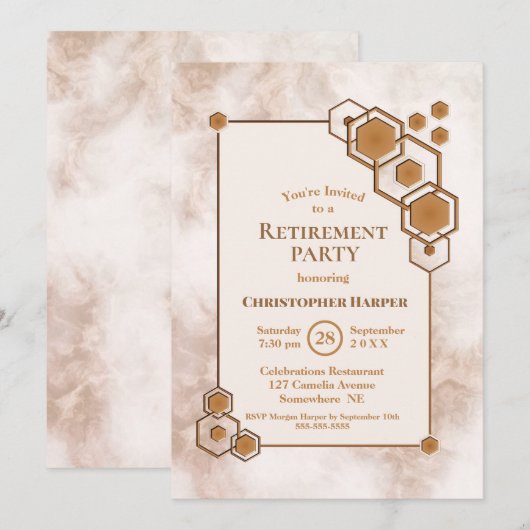 Gold-Frame-Marmor-Party Einladung (Vorne/Hinten)