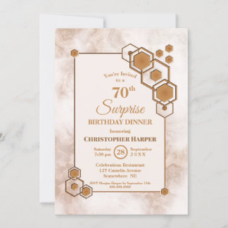 Gold Frame Marmor Überraschung 70. Geburtstag Aben Einladung