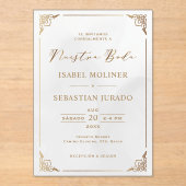 Gold Frame Motif Nuestra Boda Spanish Wedding Acryleinladungen (Vorderseite)