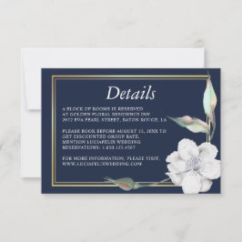 Gold Frame Navy Blue Rose Hochzeitskarte Einladung