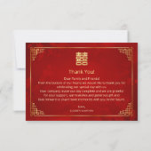 Gold Frame Photo Chinese Wedding Dankeskarte (Rückseite)