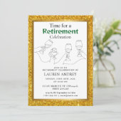 Gold Frame Retirement Celebration Invitation Einladung (Stehend Vorderseite)