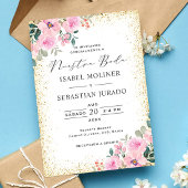 Gold Frame Rosa Floral Nuestra Boda Spanisch Einladung