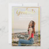 Gold Frame Script Modernes Full Foto Abschluss Einladung (Vorderseite)