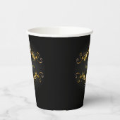 Gold Frame Scroll Frohes Neues Jahr 20xx Text Pappbecher (Links)