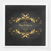Gold Frame Scroll Frohes Neues Jahr 20xx Text Serviette (Vorderseite)