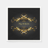 Gold Frame Scroll Frohes Neues Jahr 20xx Text Serviette (Vorderseite)