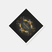 Gold Frame Scroll Frohes Neues Jahr 20xx Text Serviette (Ecke)