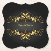 Gold Frame Scroll Frohes Neues Jahr 20xx Text Untersetzer (Vorderseite)