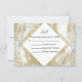 Gold Frame Silver & Gold Spritzers Response Card RSVP Karte